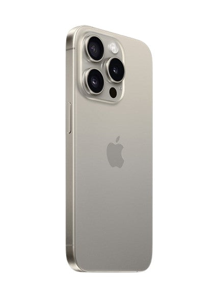 Apple iphone 15 pro natural titanium – back view – Refurbished UAE – Renewed.ae
